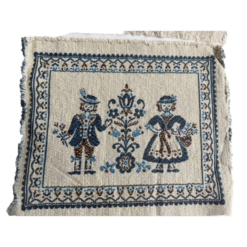 VTG Austrian Folk Art Woven Table Mat Traditional Tyrolean Design Motifs Set-8
